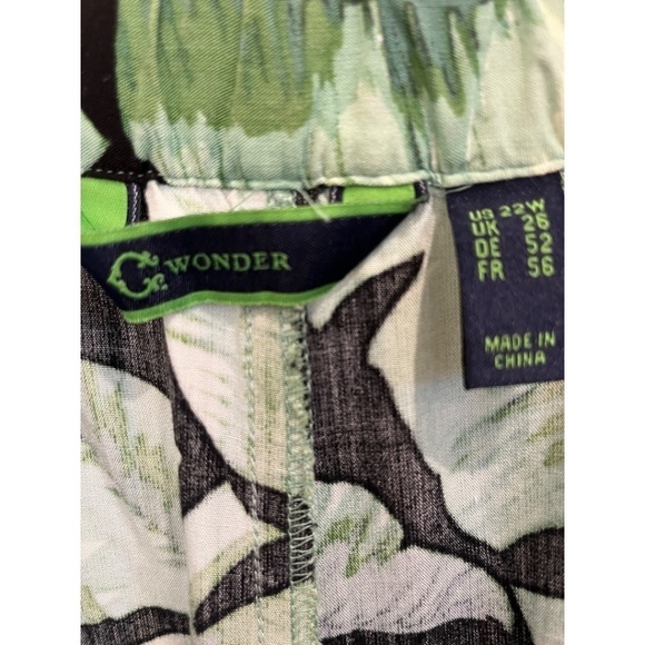 C. Wonder Plus Green Tropical Print Elastic Waist Pants Pockets! Size 22W - Picture 2 of 4